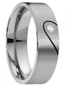 Damenring Edelstahl DE041 mit Zirkonia oder Diamant und Herz - Aholming