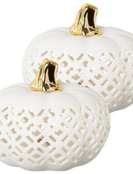 Creativ home LED-Dekofigur Kürbis (2 St), mit goldenem Stiel