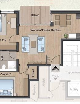 Zweizimmerwohnung, mit Balkon im 1. OG NEU staatliche Förderung QNG- bis € 150.000 Sonderkredit!!! - Gaildorf