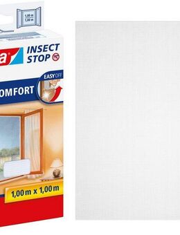 tesa Insektenschutz-Fensterrahmen Insect Stop Comfort Fliegengitter für Fenster - 1.0 m : 1.0 m, (Packung, 1-St., Fliegennetz, Klettband, Andrück und Schneidehilfe), Insektenschutzgitter - Fliegenetz ohne Bohren -zuschneidbar