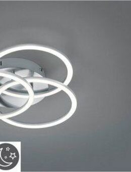 Reality Leuchten LED Deckenleuchte Circle, Memoryfunktion, Nachtlichtfunktion, LED fest integriert, warmweiß - kaltweiß, Deckenlampe Nickel matt mit schwenkbaren Ringen / inkl. Fernbedienung