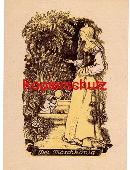 Alte Künstlerkarte „Der Froschkönig“, 1950er Jahre, nicht gelaufen - Landsberg