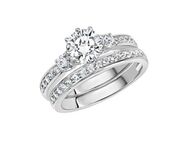 Zeeme Fingerring Silber 925 zweiteilig mit Zirkonia weiß