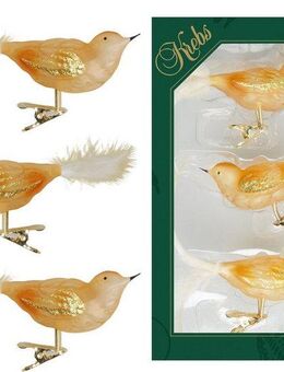 Krebs Glas Lauscha Weihnachtsbaumklammer CBK80877, Weihnachtsdeko, Christbaumschmuck (3-tlg), Vogelsortiment