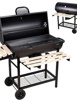 BBQ Holzkohlegrill Grill Smoker Set mit Deckel Camping Outdoor Seitenablage - Wuppertal