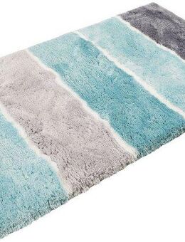 Homie Living Badematte Rio Marina, Höhe 30 mm, rutschhemmend beschichtet, fußbodenheizungsgeeignet, schnell trocknend, Polyester, rechteckig, flauschiger Badteppich, modern gestreift, waschbar, Badezimmerteppich