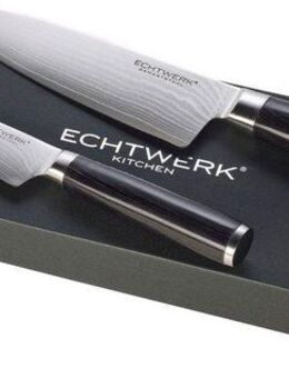 ECHTWERK Santokumesser, aus Damazenerstahl, Messergriffe Pakka-Holz, Aufbewahrungsbox, 2tlg