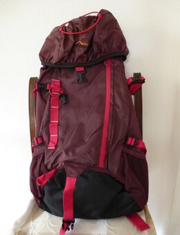 Rucksack NEU Praktischer Wanderrucksack Mittlere Grösse. Tourenrucksack Farbe: Rot-Braun. Rückenpolster belüftet. Gepolsterte Tragegurte. Viele praktische Taschen mit Reissverschluss. Bodenfach, Regenschutz. Spann-Gurt usw. Vielseitig verwendbare Grösse. - Bad Oeynhausen