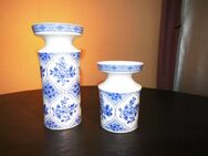 2 Vasen UNTERWEISSBACH Echt Kobalt Handmalerei / Vase klein + groß, DDR - Zeuthen