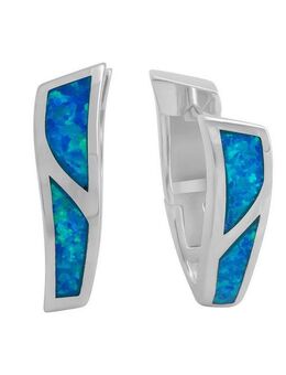 Vivance Paar Creolen 925-Sterling Silber rhodiniert synth. Opal blau