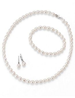 Firetti Schmuckset Multipack Schmuck Geschenk Silber 925 Halskette Armband Ohrstecker (Set, 4-tlg), Made in Germany - mit Süßwasserzuchtperlen