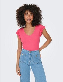 ONLY V-Shirt ONLBELIA – V-Ausschnitt für femininen Sommerkomfort regular fit, Single Jersey, Viskosemischung, V-Ausschnitt, unifarben