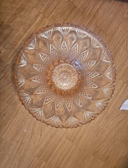 Dekorative VINTAGE Glasschale / Obstschale in Rosé - Geschliffenes Muster - Aalen