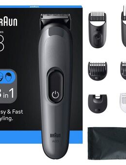 Braun Haarschneider All-in-One Series 3, 8in1 Pflegeset, ultrascharfe Klinge, 14 Längeneinstellungen, 50 Min Akkulaufzeit