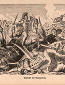 Grafik : Die Schlacht von Gaugamela , die am 1. Oktober 331 v. Chr. stattfand. , Alexander dem Großen / König Dareios III. ,Blatt 22,5cm x 15cm , M7 in 02828