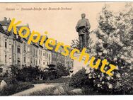 Alte Ansichtskarte „Nossen – Bismarck-Straße mit Bismarck-Denkmal“, 1911 - Landsberg