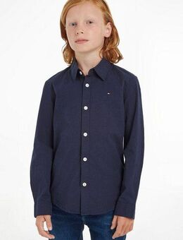Tommy Hilfiger Langarmhemd SOLID STRETCH POPLIN SHIRT L/S mit Logo-Stickerei für Kinder bis 16 Jahre