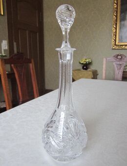 Antike Karaffe aus Bleikristall feiner Schliff mit Perlrand und Schleuderstern seltener Originalstopfen um 1890 - Wuppertal