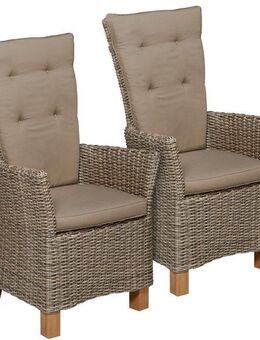 MERXX Gartenstuhl Toskana (Set, 2 St), 2er Set, Polyrattan/Akazienholz, inkl. Auflage