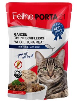 Sparpaket Feline Porta 21 Frischebeutel 24 x 100 g - Thunfisch mit Rind (getreidefrei)