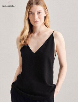 seidensticker Shirttop Schwarze Rose Ohne Arm V-Neck Uni