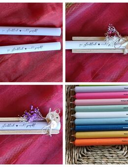 Kerze "sei glücklich nicht perfekt" Geschenkbox Trockenblümchen Geschenk Mitbringsel - Rheinbach