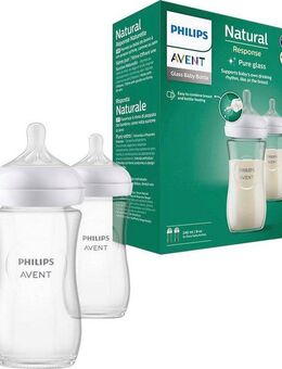 Philips AVENT Babyflasche Natural Response SCY933/02, 2 Stück, 240ml, Glas, ab dem 1. Monat