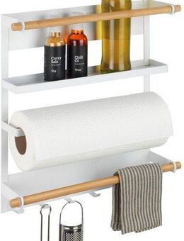WENKO Küchenregal Modell Magna, magnetisches Regal mit Küchenrollenhalterung, Befestigung ohne Bohren