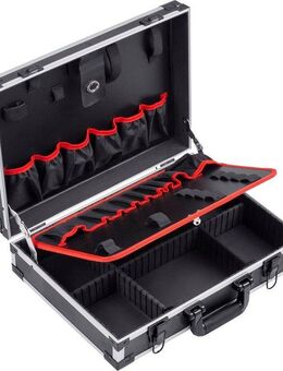 meister Werkzeugkoffer leer/9095070, individuelle Fachaufteilung, 15 Werkzeugtaschen, stabiler Alukoffer