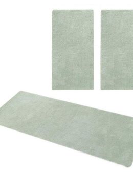 my home Hochflor-Bettumrandung Microfaser Teppich Magong, besonders weich, sehr feiner Flor, Höhe 25 mm, (3-tlg), uni, einfarbiger Bettvorleger, Läufer-Set, Schlafzimmer, Kinderzimmer