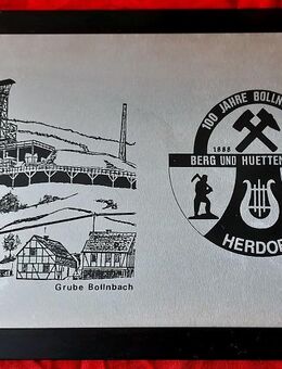Wandobjekt / Tafelbild Jubiläumstafel 100 Jahre Grube Bollnbach Berg und Huettenkapelle Herdorf 1888 – 1988 - Niederfischbach