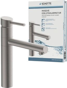 Schütte Spültischarmatur Massiv Edelstahl massiv, 360° schwenkbarer Wasserhahn, Mischbatterie Küche