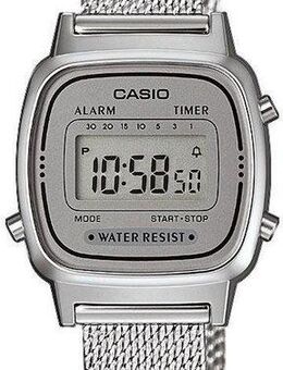 CASIO VINTAGE Chronograph LA670WEM-7EF, Quarzuhr, Armbanduhr, Damenuhr, Digitaluhr, Edelstahlarmband, Datum