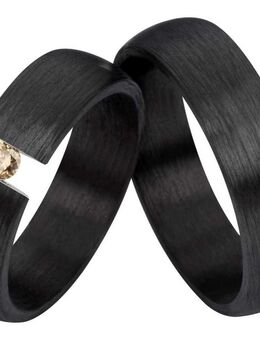 Schlichter Carbonring C005 mit 0,08ct Cognac-Diamant - Aholming