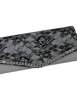 Steuer Abendtasche Satin-Optik mit feiner Spitze und Strass