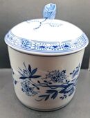 Hutschenreuther Porzellan Zwiebel-Dose inkl. Deckel weiß-blau Muster 16cm hoch in 45259
