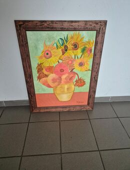 Stillleben Blume mit Brauen Holzrahmen Breite 86 cm x Höhe 67 cm. - Lohfelden