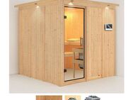 Karibu Sauna Rodin, BxTxH: 210 x 210 x 202 cm, 68 mm, (Set) 9-kW-Bio-Ofen mit externer Steuerung