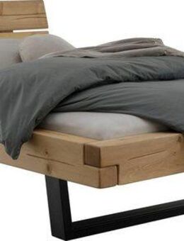 Home affaire Massivholzbett Ultima Balkenbett Doppelbett, Füße Metallkufe (hohe Belastbarkeit: 200kg je Seite), FSC®-zertifizierte Wildeiche oder Fichte, viele Breiten zur Auswahl
