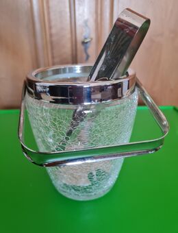 WMF Eiseimer Craquelée Glas 50er 60er mit Zange versilbert - Gründau