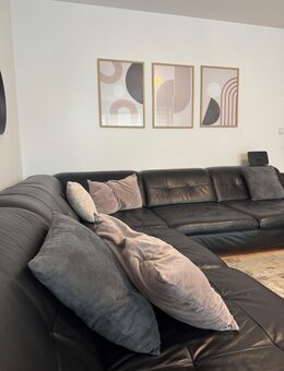 Wohnlandschaft Sitzgruppe Sofa Couch Garnitur Rindleder schwarz - Berlin