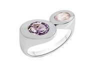 CELESTA Fingerring 925/- Sterling Silber rhodiniert Amethyst und Rosenquarz