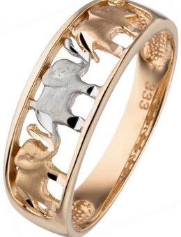 JOBO Fingerring Elefanten, 333 Gold tricolor