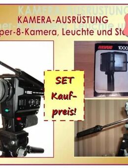 Komplettes SET: Eine COSINA Super 8 Kamera MAGIC SOUND + FILMLEUCHTE 1000 W + Dreibein-STATIV! - Krummhörn