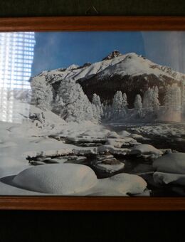 Wandbild,Foto,Am Inn im Engedin,Schweiz,Holzrahmen,Alt,ca. 35x28 cm - Linnich