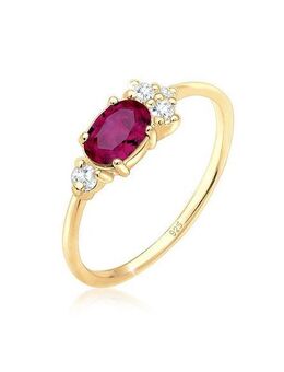 Elli Premium Verlobungsring Zirkonia Synthetischer Rubin Pink 925 Sterling Silber vergoldet