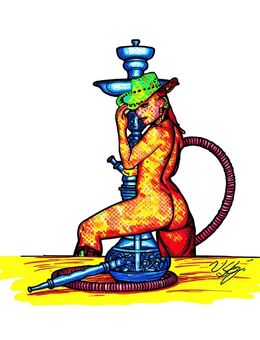 Mel Ramos inspired Frau um Shisha 30x20cm Signiert von Van Stegi - Düsseldorf