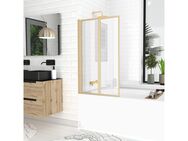 Marwell Badewannenaufsatz Double Gold, Einscheibensicherheitsglas, für Badewanne, 2 schwenkbare Faltwände