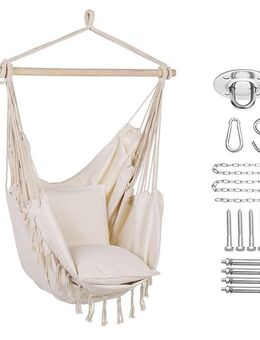 Neuer Schöner Premium Beige Hängesessel mit 2 Kissen und Montage Set bis 150KG - Münsingen