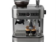 Philips Espressomaschine PSA3218/01 Barista Brew, halbautomatisch, mit 250-g-Bohnenbehälter, Korbfilter, Siebträger und Milchkanne aus Edelstahl, Silber